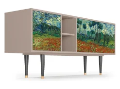 Móvel De Tv* Mueble de TV - 150х69х41 cm - T5 - Poppy field by van Gogh, Latte Bege