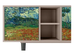 Móvel De Tv* Mueble de TV - 150х69х41 cm - T5 - Poppy field by van Gogh, Latte Bege
