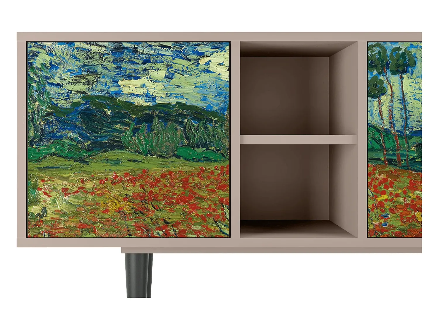 Móvel De Tv* Mueble de TV - 150х69х41 cm - T5 - Poppy field by van Gogh, Latte Bege