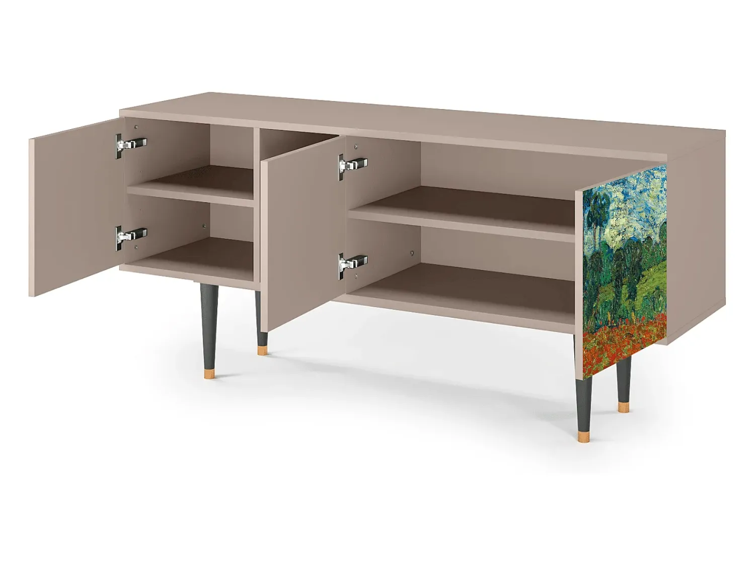 Móvel De Tv* Mueble de TV - 150х69х41 cm - T5 - Poppy field by van Gogh, Latte Bege
