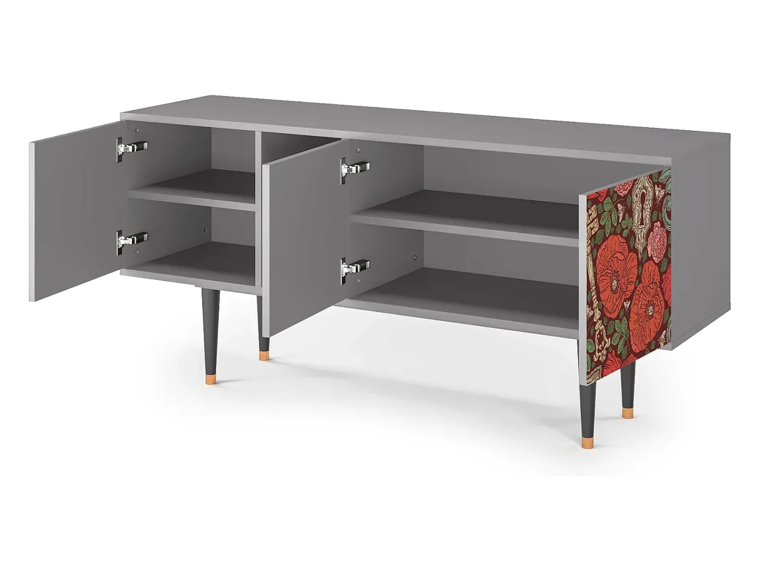 Móvel De Tv| Mueble de TV - 150х69х41 cm - T5 - Poppy Garden, Cinza Cinzento