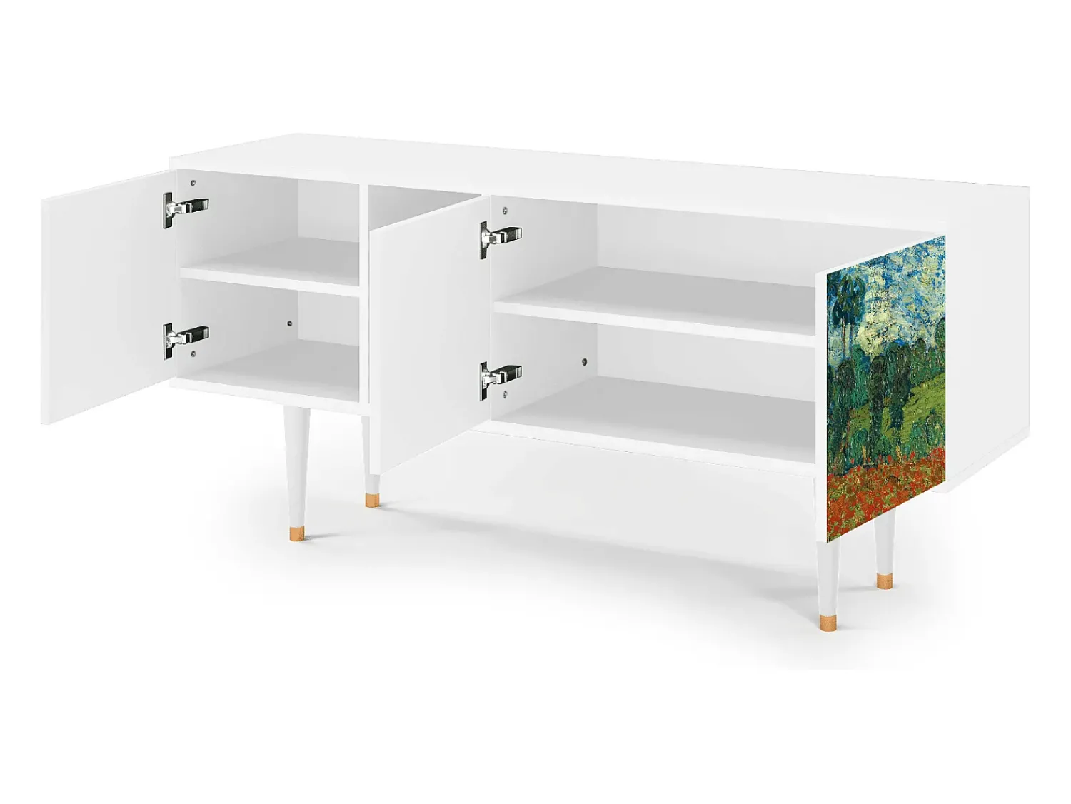 Móvel De Tv* Mueble de TV - 150х69х41 cm - T5 - Poppy field by van Gogh, Branco Bege
