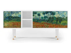 Móvel De Tv* Mueble de TV - 150х69х41 cm - T5 - Poppy field by van Gogh, Branco Bege