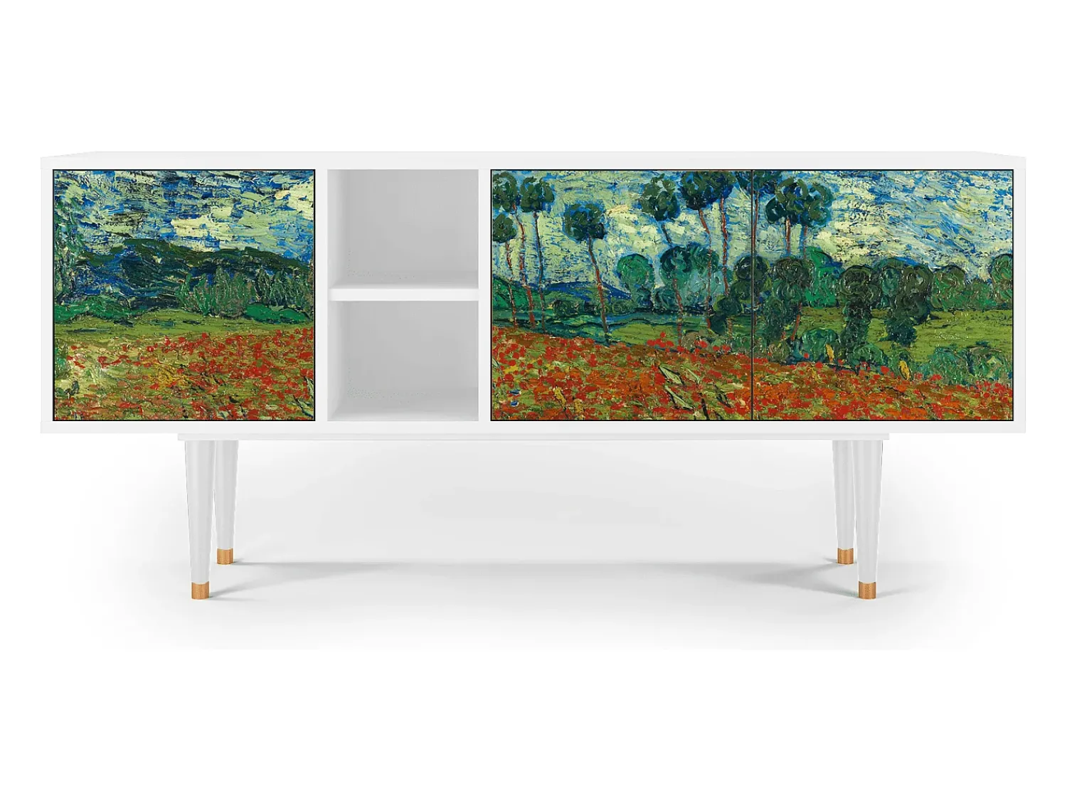 Móvel De Tv* Mueble de TV - 150х69х41 cm - T5 - Poppy field by van Gogh, Branco Bege