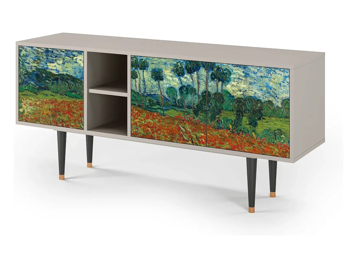 Móvel De Tv* Mueble de TV - 150х69х41 cm - T5 - Poppy field by van Gogh, Areia Bege