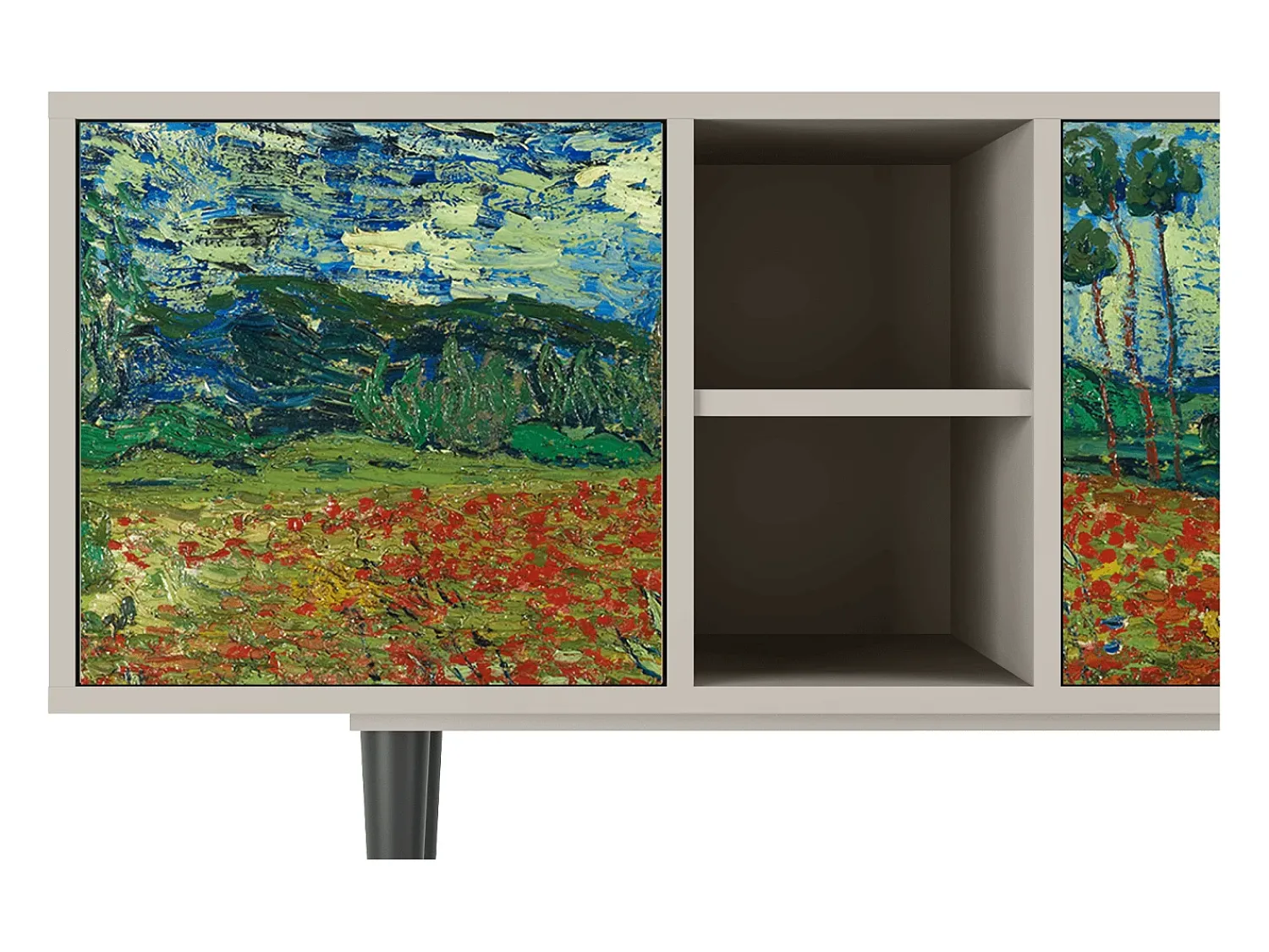 Móvel De Tv* Mueble de TV - 150х69х41 cm - T5 - Poppy field by van Gogh, Areia Bege