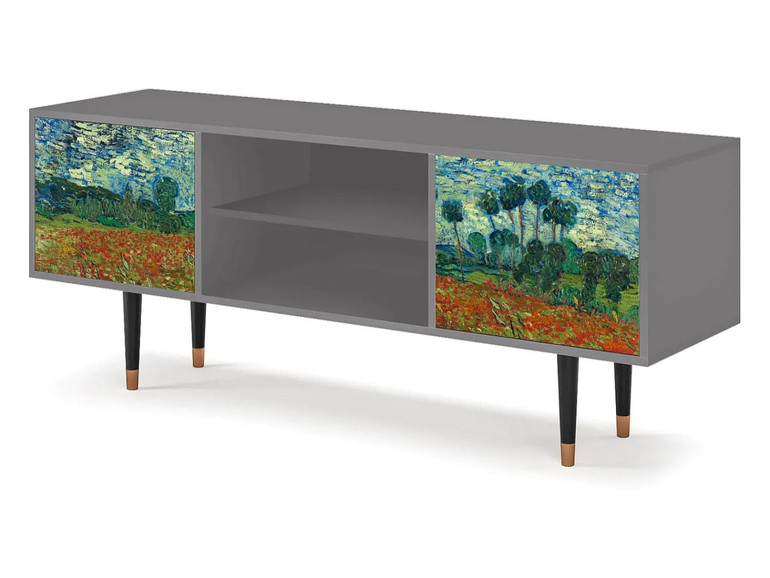 Móvel De Tv* Mueble de TV - 170х69х48 cm - T2 - Poppy field by van Gogh, Cinza Cinzento