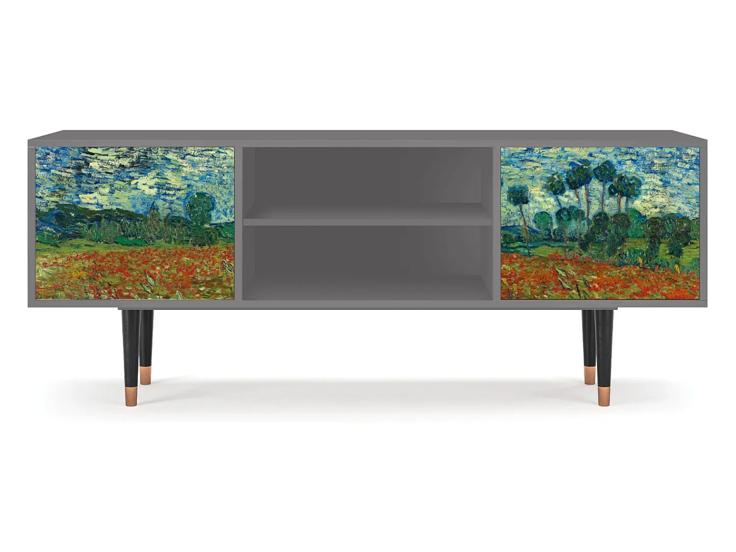 Móvel De Tv* Mueble de TV - 170х69х48 cm - T2 - Poppy field by van Gogh, Cinza Cinzento