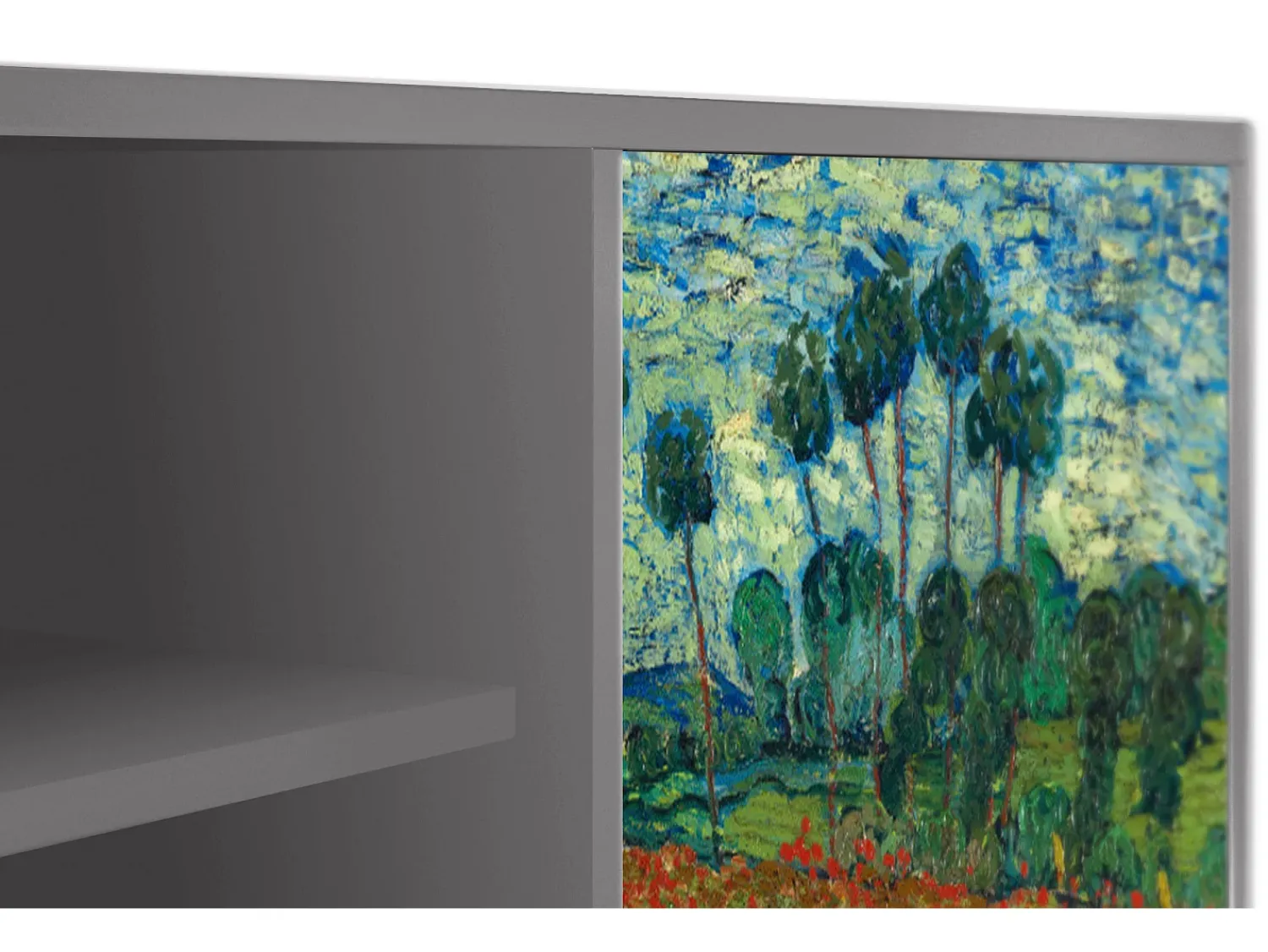 Móvel De Tv* Mueble de TV - 170х69х48 cm - T2 - Poppy field by van Gogh, Cinza Cinzento