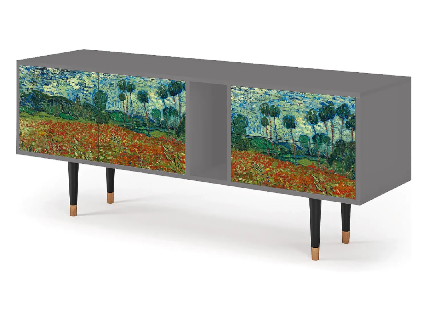 Mueble de TV - 170х69х48 cm - T1 - Poppy field by van Gogh, Cinza^ Móvel De Tv