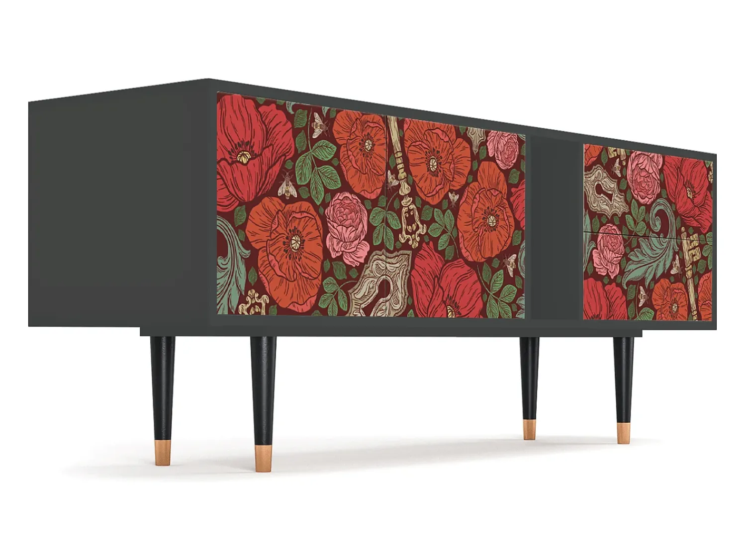 Móvel De Tv| Mueble de TV - 170х69х48 cm - T1 - Poppy Garden, Antracite Cinza antracite