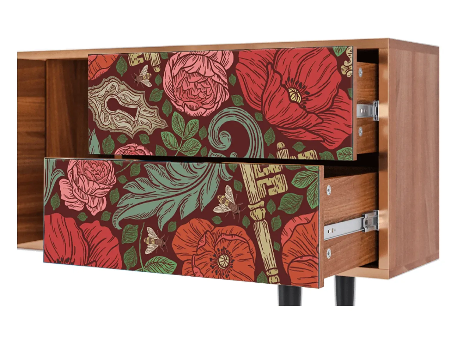 Móvel De Tv* Mueble de TV - 170х69х48 cm - T1 - Poppy Garden, Nogueira Castanho