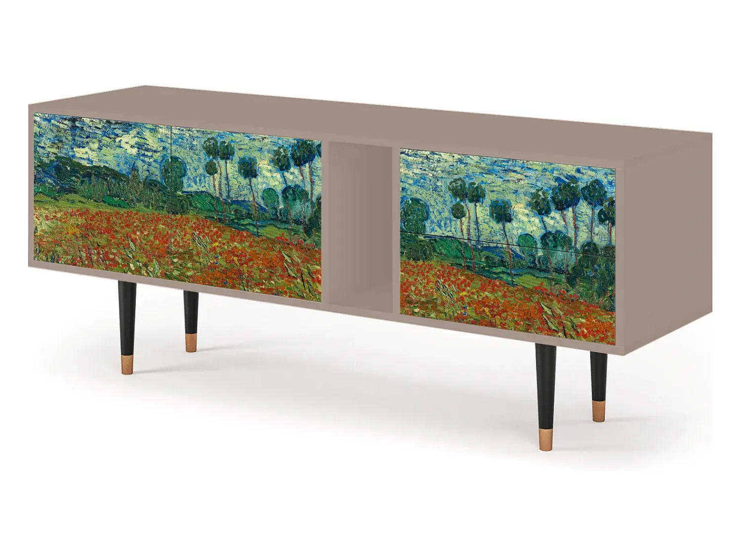 Móvel De Tv| Mueble de TV - 170х69х48 cm - T1 - Poppy field by van Gogh, Latte Bege