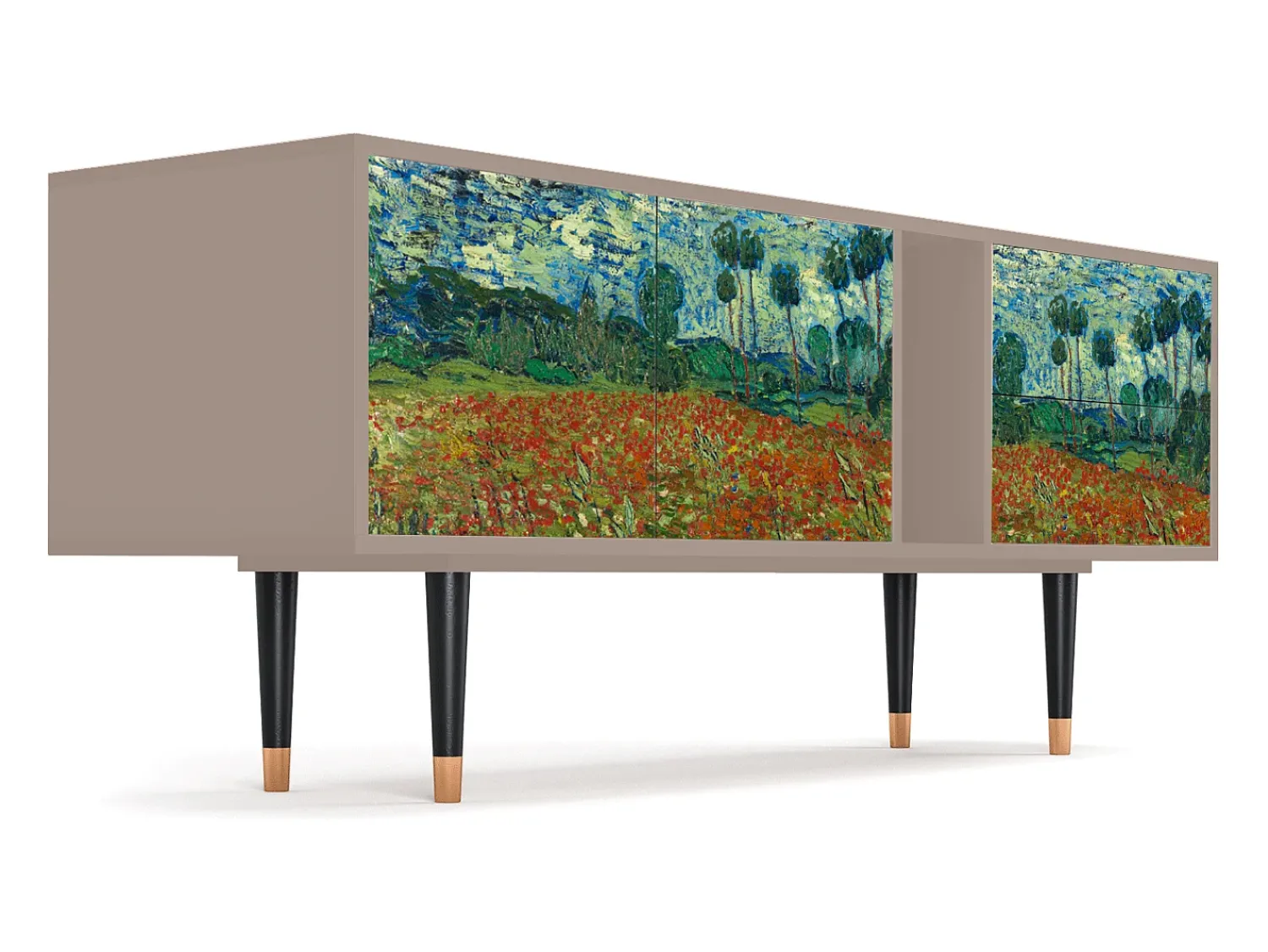 Móvel De Tv| Mueble de TV - 170х69х48 cm - T1 - Poppy field by van Gogh, Latte Bege