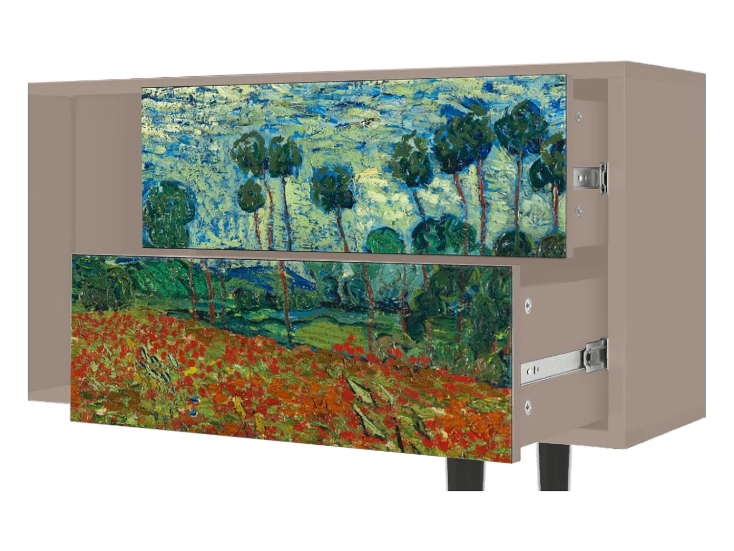 Móvel De Tv| Mueble de TV - 170х69х48 cm - T1 - Poppy field by van Gogh, Latte Bege