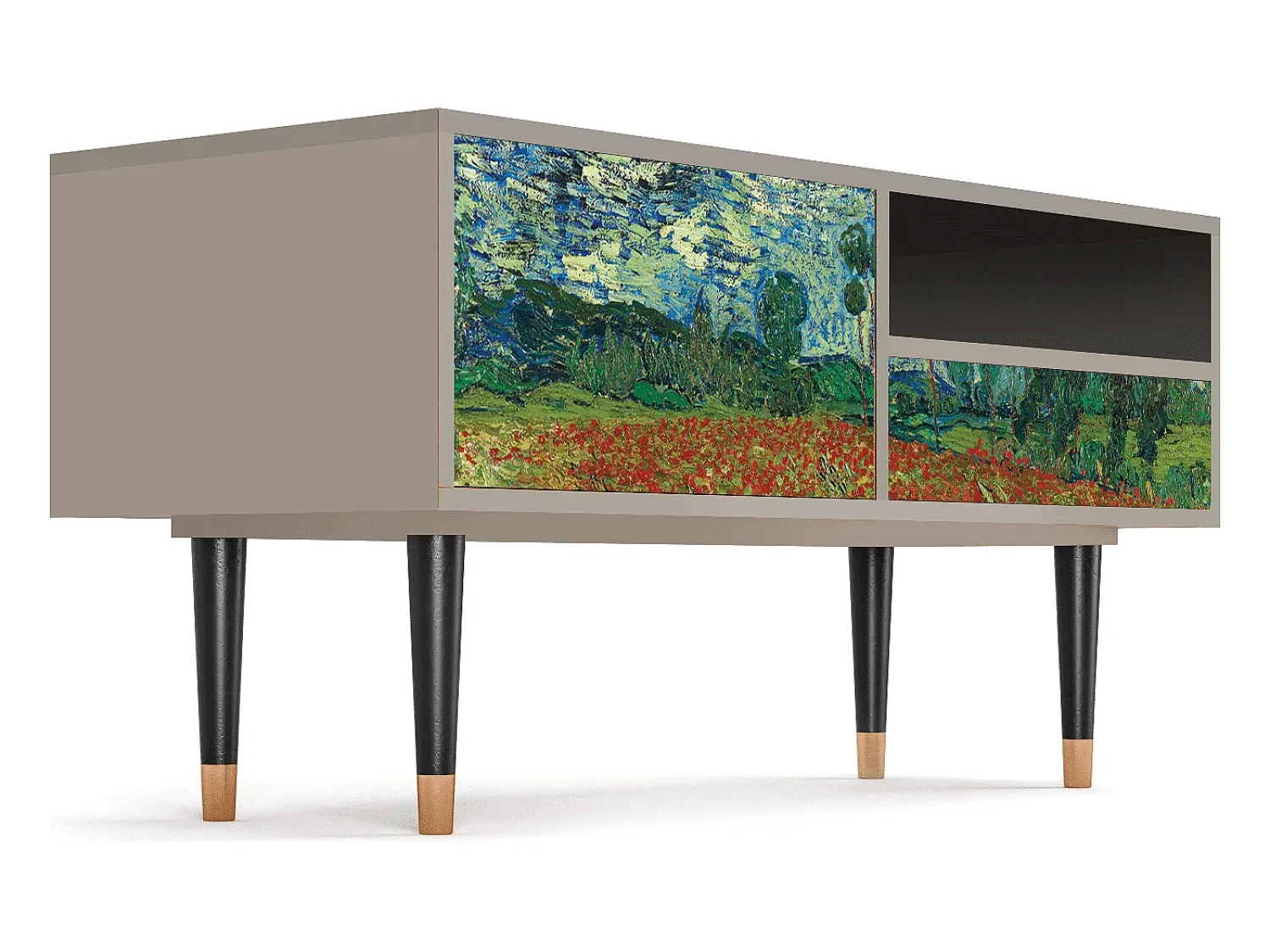 Clearance Mueble de TV - 115х59х48 cm - T3 - Poppy field by van Gogh, Areia Bege