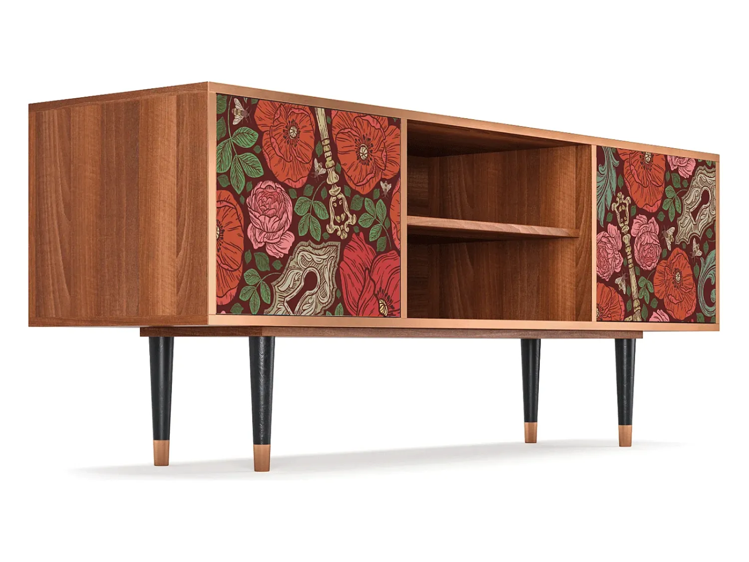 New Mueble de TV - 170х69х48 cm - T2 - Poppy Garden, Nogueira Castanho