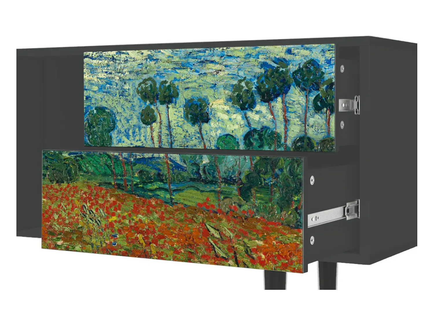 Mueble de TV - 170х69х48 cm - T1 - Poppy field by van Gogh, Antracite^ Móvel De Tv
