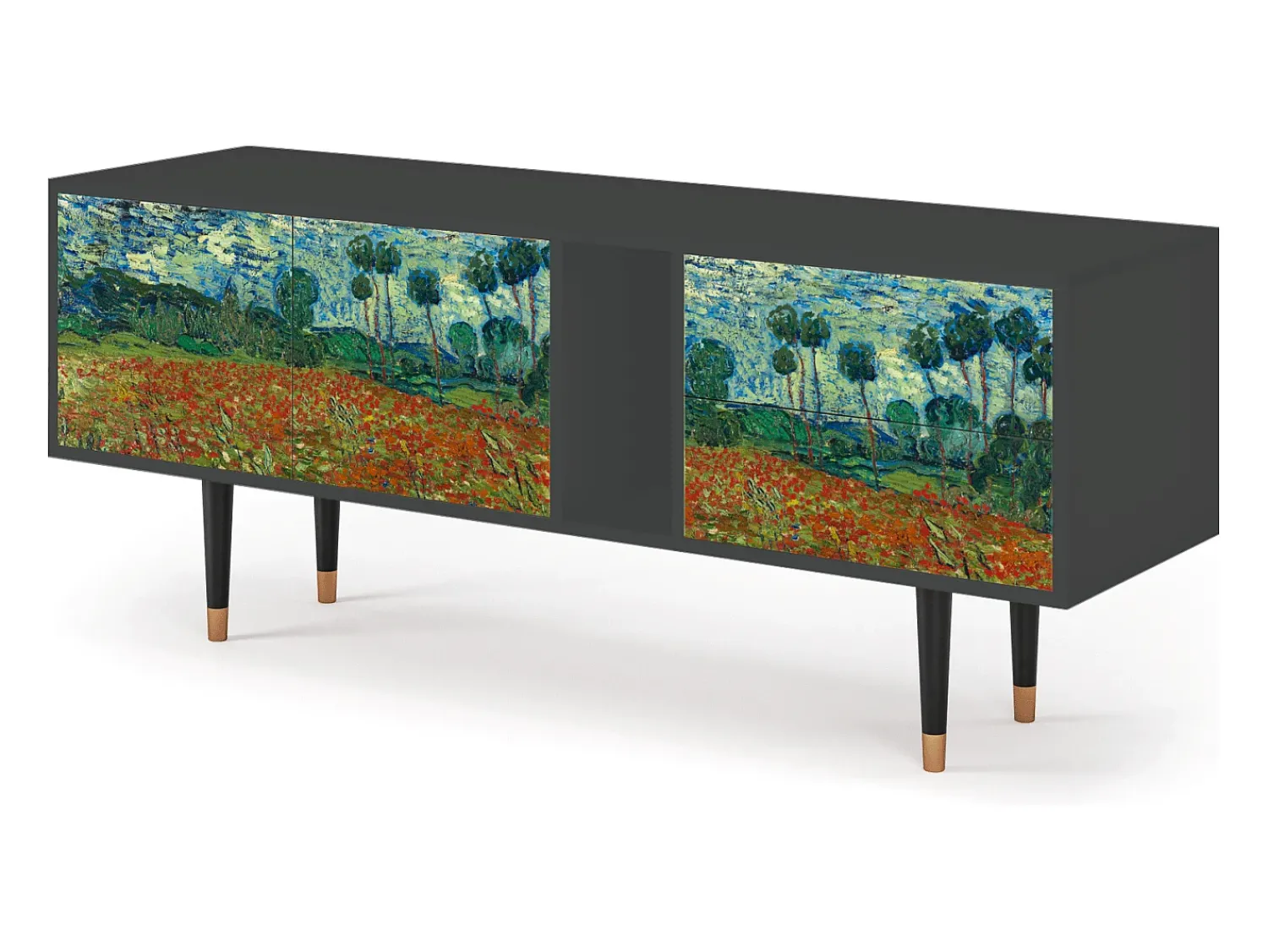 Mueble de TV - 170х69х48 cm - T1 - Poppy field by van Gogh, Antracite^ Móvel De Tv