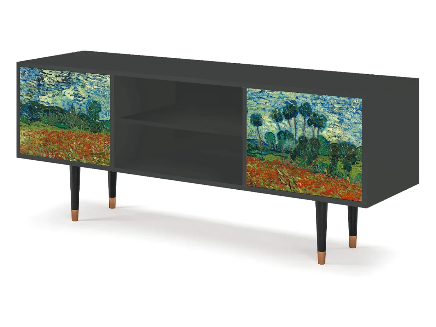 Clearance Mueble de TV - 170х69х48 cm - T2 - Poppy field by van Gogh, Antracite Cinza antracite