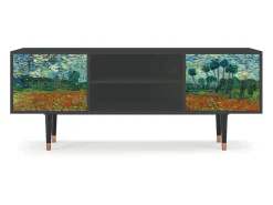 Clearance Mueble de TV - 170х69х48 cm - T2 - Poppy field by van Gogh, Antracite Cinza antracite