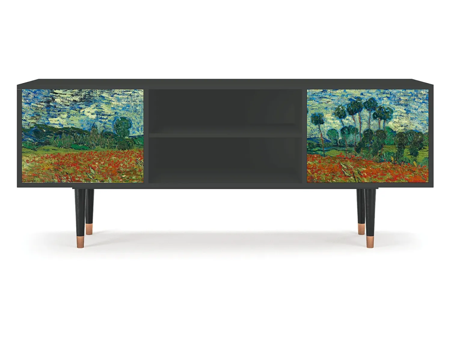 Clearance Mueble de TV - 170х69х48 cm - T2 - Poppy field by van Gogh, Antracite Cinza antracite