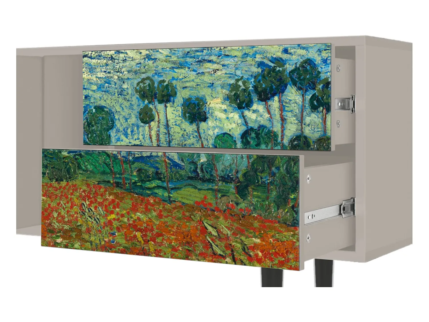 Móvel De Tv| Mueble de TV - 170х69х48 cm - T1 - Poppy field by van Gogh, Areia Bege