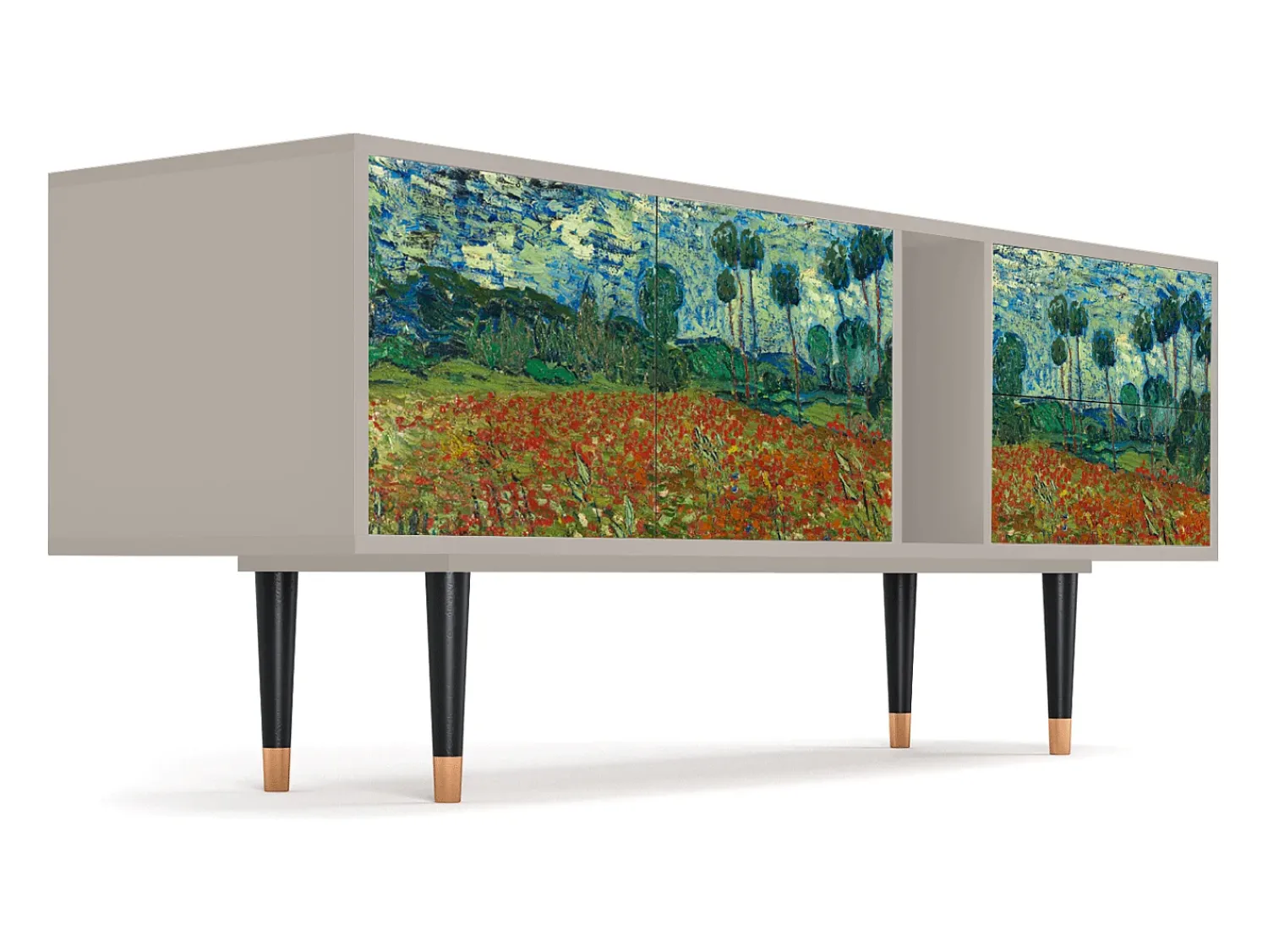 Móvel De Tv| Mueble de TV - 170х69х48 cm - T1 - Poppy field by van Gogh, Areia Bege