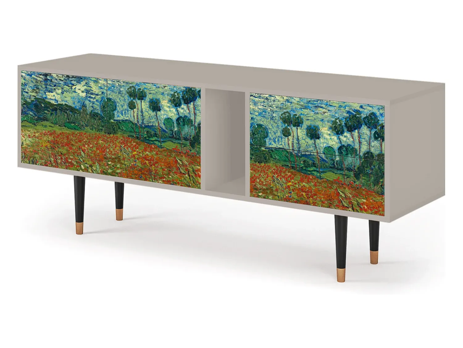 Móvel De Tv| Mueble de TV - 170х69х48 cm - T1 - Poppy field by van Gogh, Areia Bege