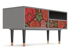 Móvel De Tv* Mueble de TV - 115х59х48 cm - T3 - Poppy Garden, Cinza Cinzento
