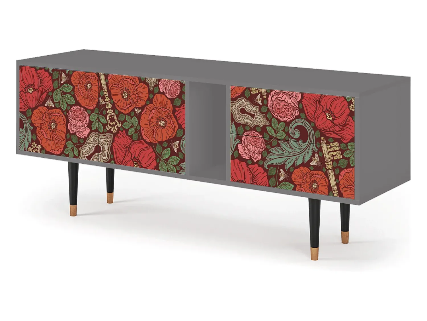 Mueble de TV - 170х69х48 cm - T1 - Poppy Garden, Cinza^ Móvel De Tv
