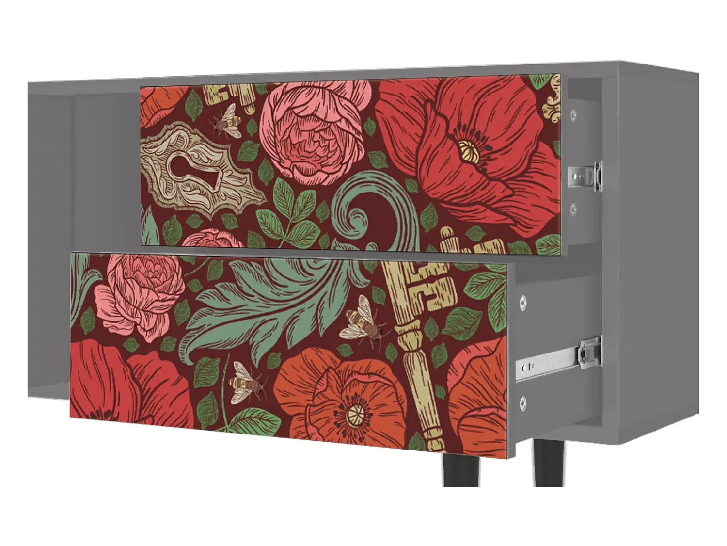 Mueble de TV - 170х69х48 cm - T1 - Poppy Garden, Cinza^ Móvel De Tv