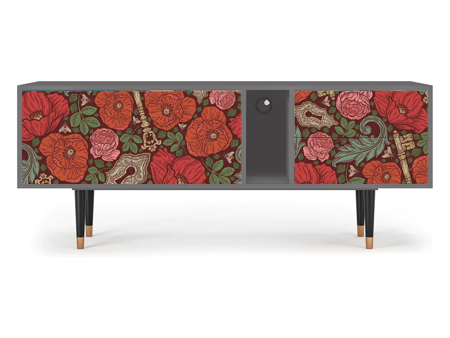 Mueble de TV - 170х69х48 cm - T1 - Poppy Garden, Cinza^ Móvel De Tv