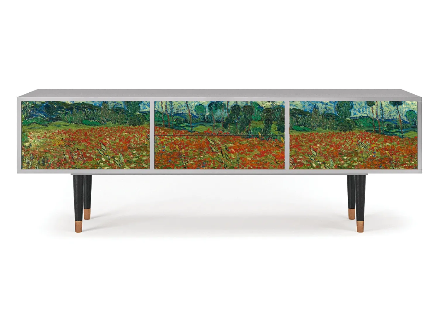 Móvel De Tv* Mueble de TV - 170х59х48 cm - T4 - Poppy field by van Gogh, Cinza Cinzento