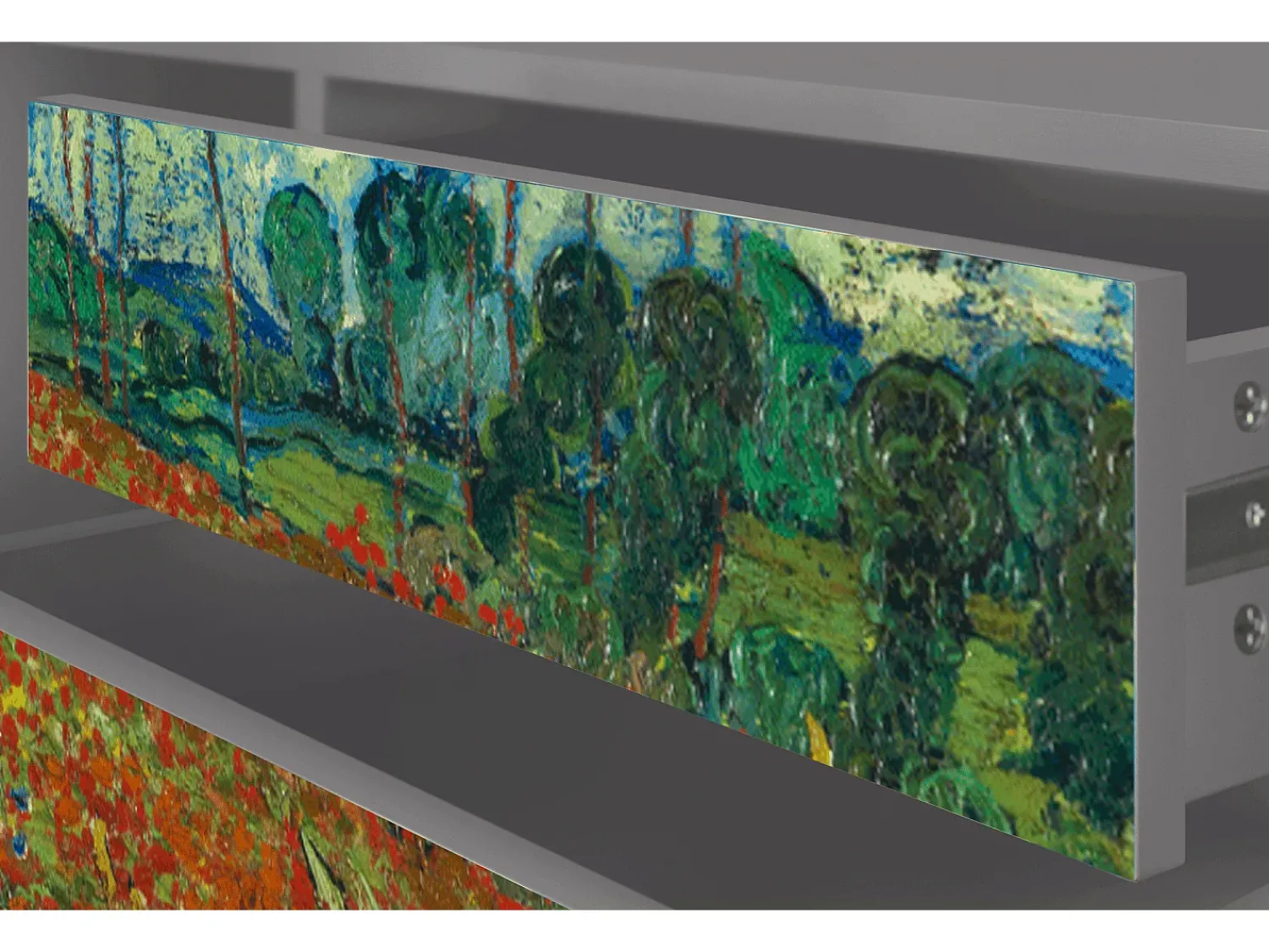 Móvel De Tv* Mueble de TV - 170х59х48 cm - T4 - Poppy field by van Gogh, Cinza Cinzento