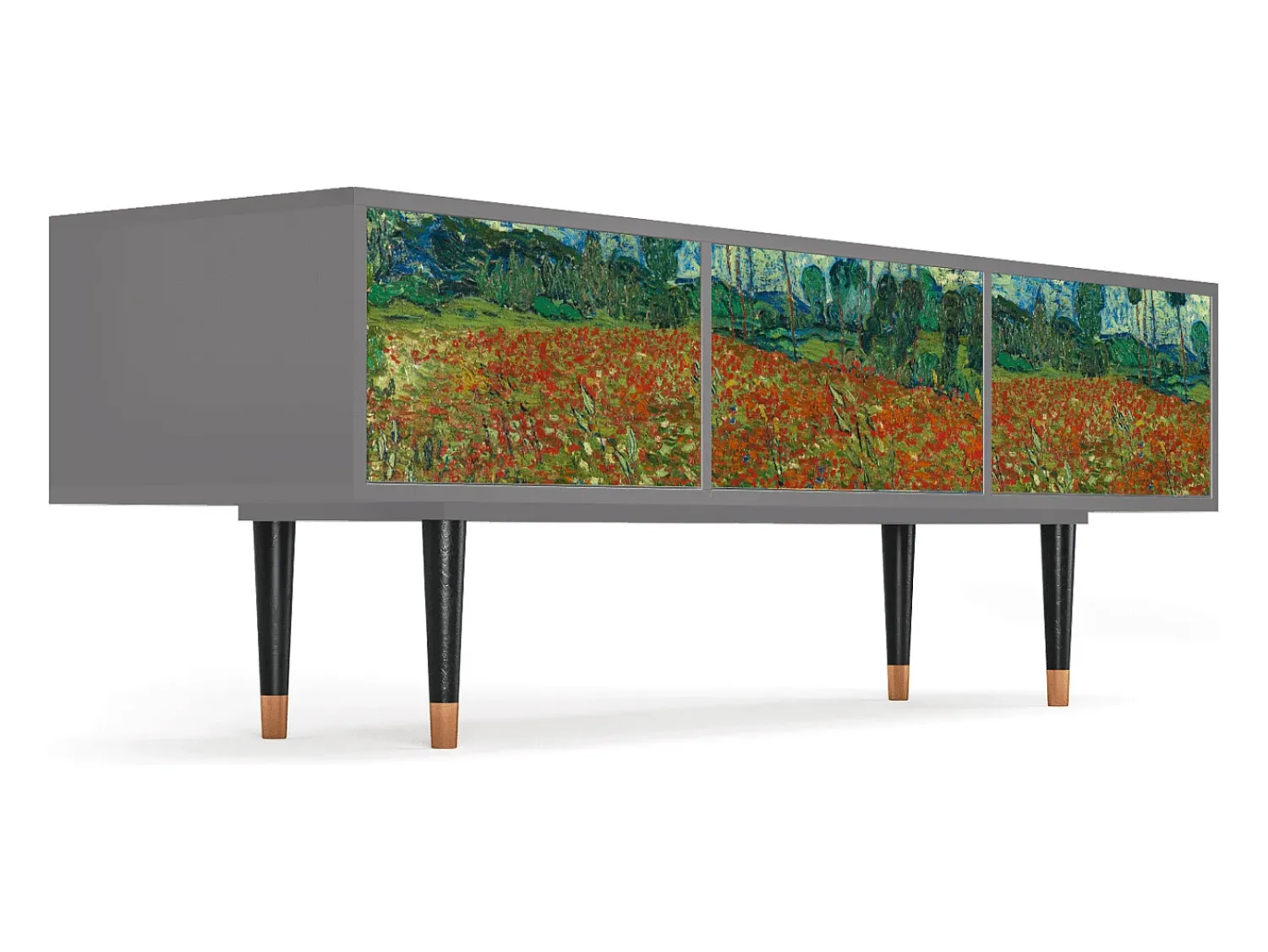 Móvel De Tv* Mueble de TV - 170х59х48 cm - T4 - Poppy field by van Gogh, Cinza Cinzento