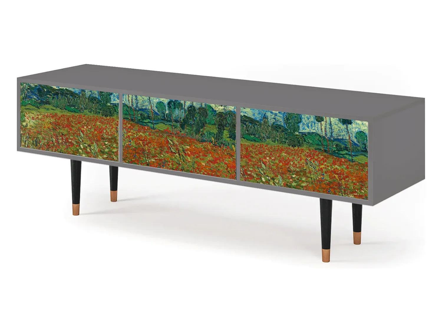 Móvel De Tv* Mueble de TV - 170х59х48 cm - T4 - Poppy field by van Gogh, Cinza Cinzento