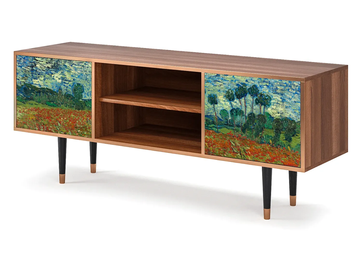 Mueble de TV - 170х69х48 cm - T2 - Poppy field by van Gogh, Nogueira^ Móvel De Tv