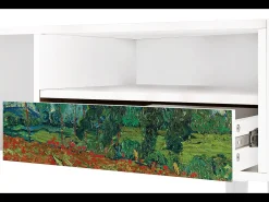 New Mueble de TV - 115х59х48 cm - T3 - Poppy field by van Gogh, Branco Bege