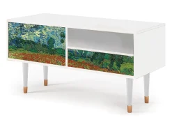 New Mueble de TV - 115х59х48 cm - T3 - Poppy field by van Gogh, Branco Bege