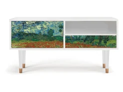 New Mueble de TV - 115х59х48 cm - T3 - Poppy field by van Gogh, Branco Bege