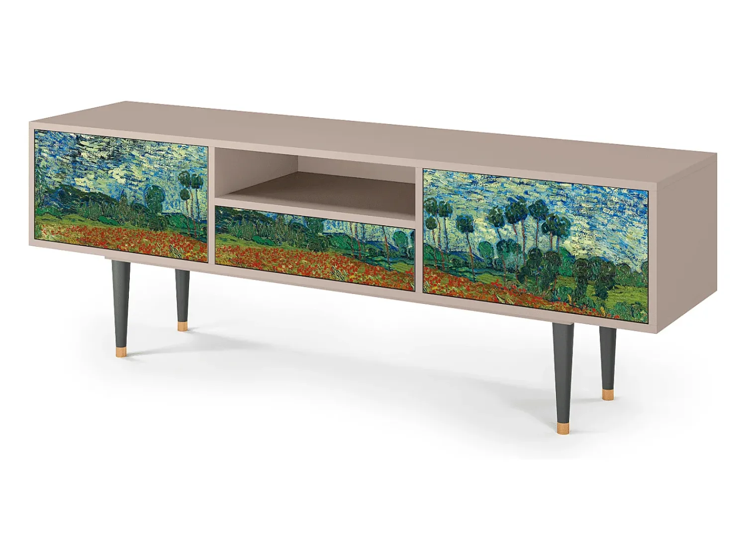 Móvel De Tv| Mueble de TV - 170х59х41 cm - T6 - Poppy field by van Gogh, Latte Bege
