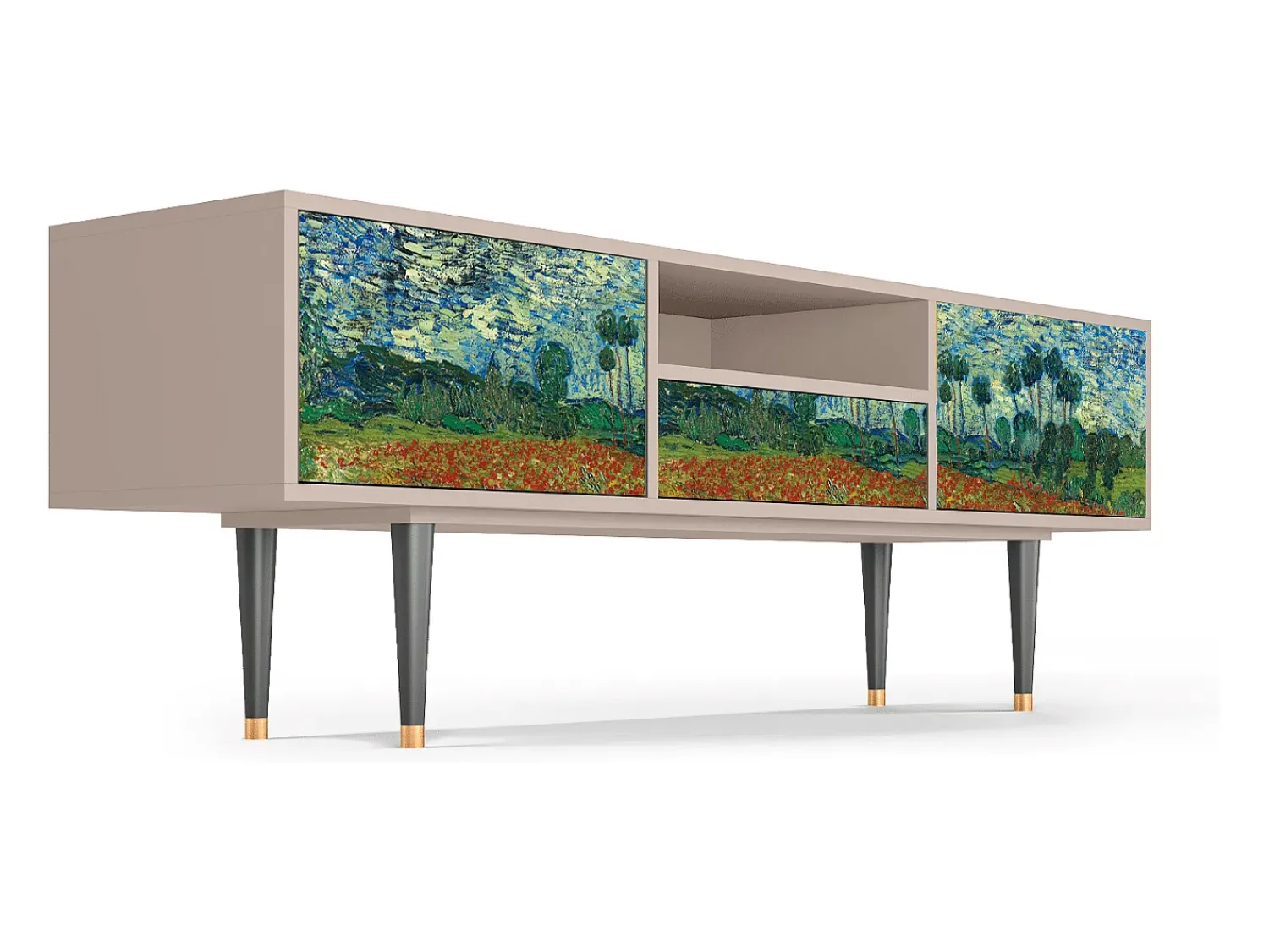 Móvel De Tv| Mueble de TV - 170х59х41 cm - T6 - Poppy field by van Gogh, Latte Bege