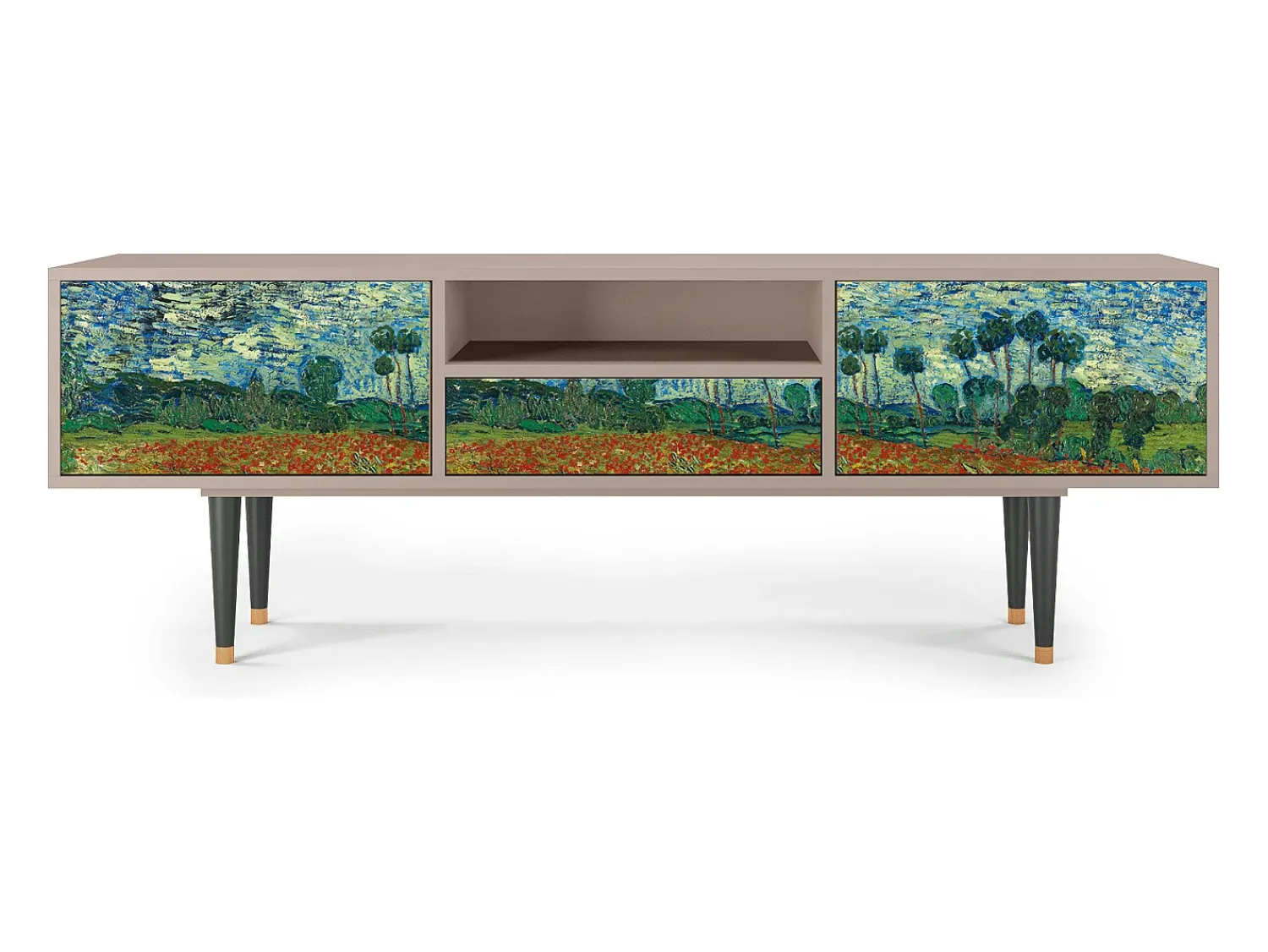 Móvel De Tv| Mueble de TV - 170х59х41 cm - T6 - Poppy field by van Gogh, Latte Bege