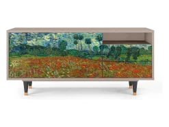 Mueble de TV - 125х56х41 cm - T7 - Poppy field by van Gogh, Latte^ Móvel De Tv