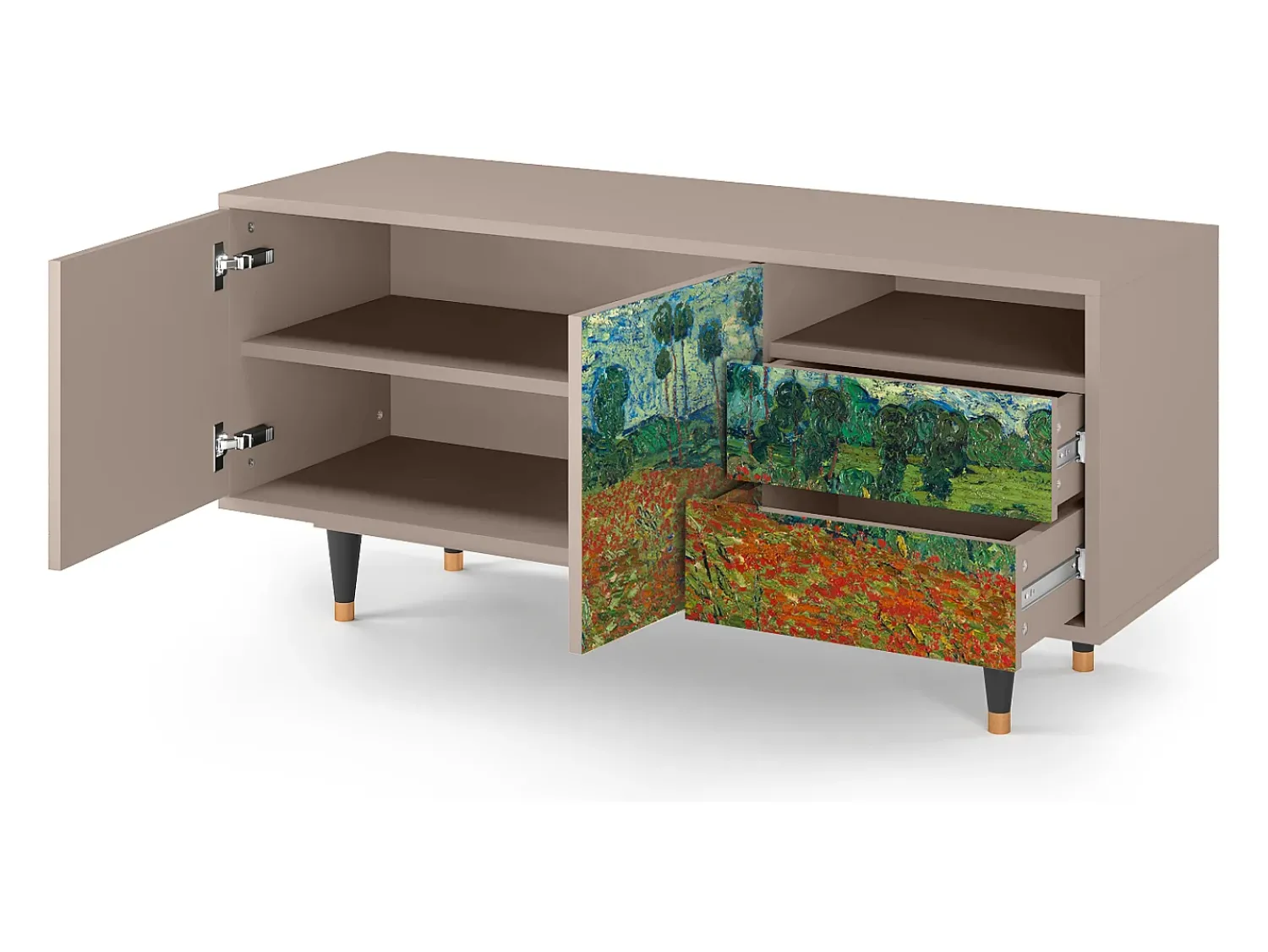 Mueble de TV - 125х56х41 cm - T7 - Poppy field by van Gogh, Latte^ Móvel De Tv
