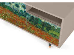 Mueble de TV - 125х56х41 cm - T7 - Poppy field by van Gogh, Latte^ Móvel De Tv