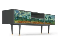Móvel De Tv| Mueble de TV - 170х59х41 cm - T6 - Poppy field by van Gogh, Antracite Cinza antracite