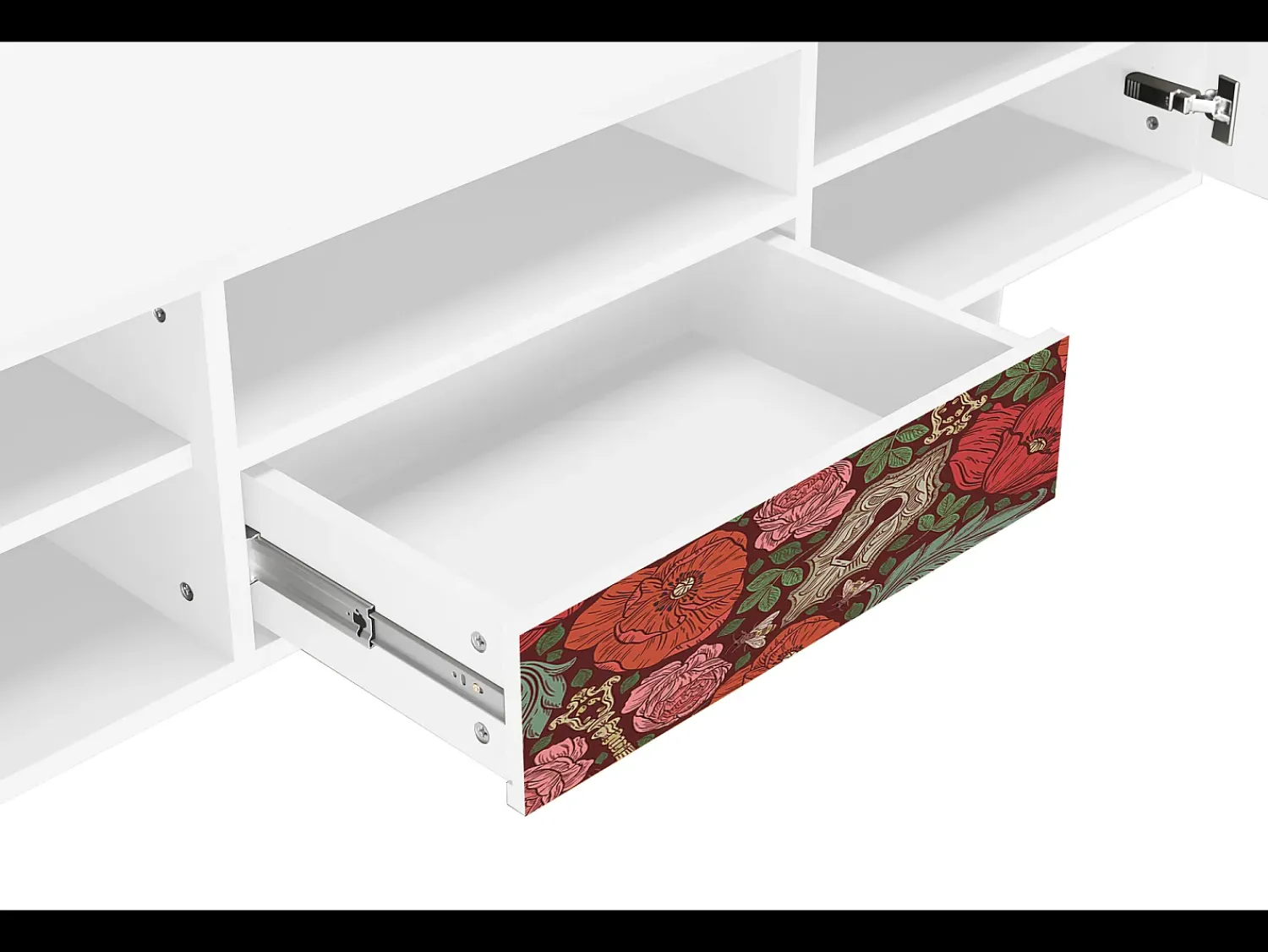 Mueble de TV - 170х59х41 cm - T6 - Poppy Garden, Branco^ Móvel De Tv
