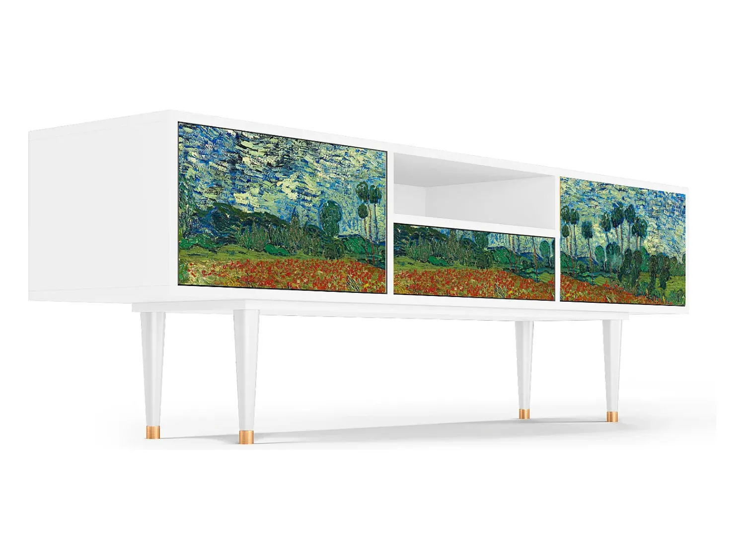 Móvel De Tv| Mueble de TV - 170х59х41 cm - T6 - Poppy field by van Gogh, Branco Bege